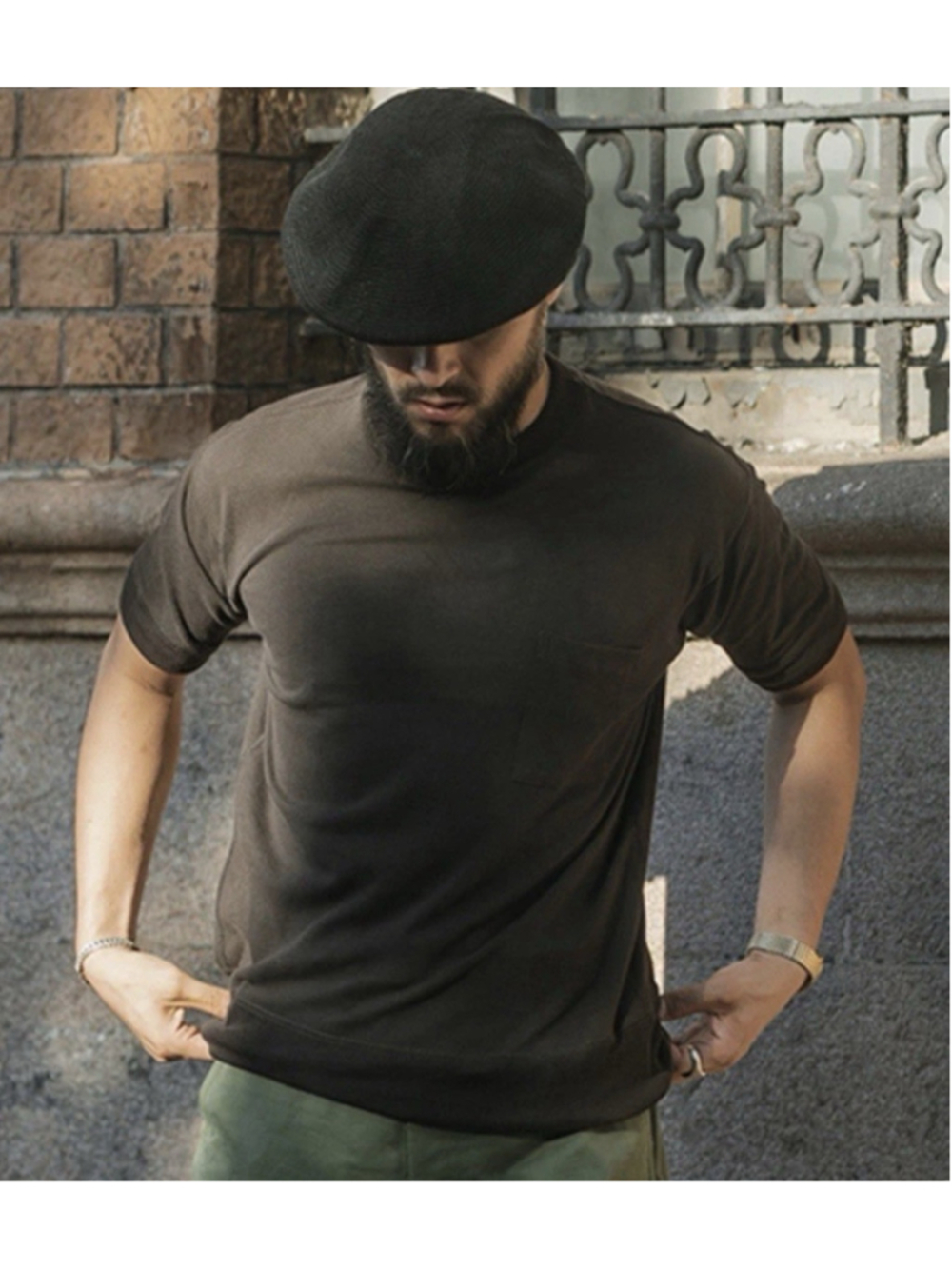 Bronson 100% Cotton Thermal Short Sleeve Shirt S Black Pocket Waffle Knit